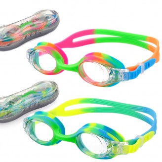 USHAKE Kid Swim Goggles for Kids and Early Teens (2 PACK)
