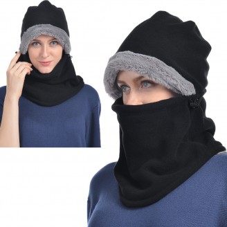 USHAKE Balaclava Fleece Hood for Men or Women (Black/Grey/Red colors)