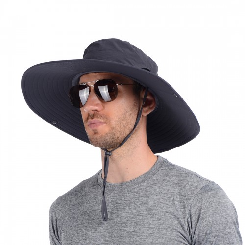 UPF 50 USHAKE Foldable Super Wide Brim Fishing Hat Bucket Safari Hat Sun Hat