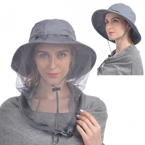 Men Women Mosquito Head Face Net Hat Boonie Hat Sun Protection Hidden Cap O3I1 