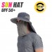 Outdoor Fishing Hat with Face Mask Ear Neck Flap Cover, Wide Brim Sun Hat UPF 50 UV Protection Safari Sun Cap for Men Women Hunting, Hiking, Jungle Mountain, Camping, Boating, Yard Working, Farming 