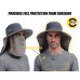 Outdoor Fishing Hat with Face Mask Ear Neck Flap Cover, Wide Brim Sun Hat UPF 50 UV Protection Safari Sun Cap for Men Women Hunting, Hiking, Jungle Mountain, Camping, Boating, Yard Working, Farming 